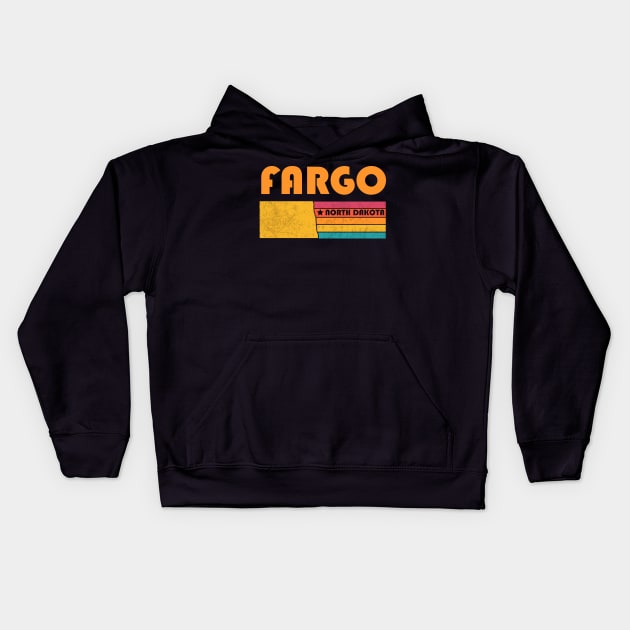 Fargo North Dakota Vintage Distressed Souvenir Kids Hoodie by NickDezArts